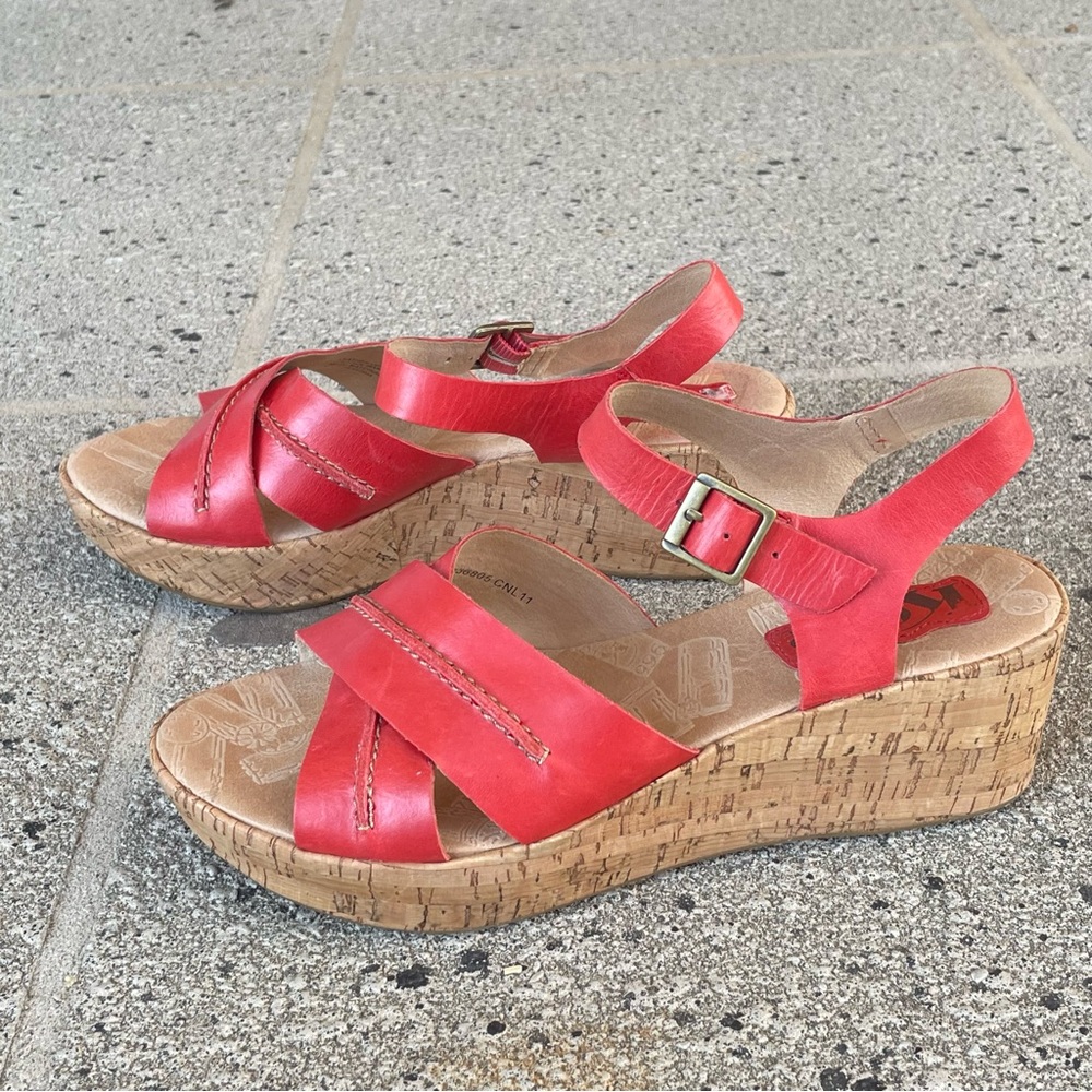 KORK-EASE Brenda Rose Open-Toe Kirk Wedged Sandals Open Toe Sz 8 READ - Picture 2 of 15